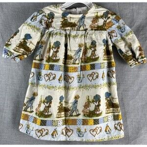 Vintage 1970s Holly Hobbie Long Nightgown Girl's Size 4T Flannel Handmade